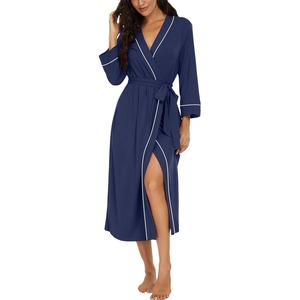 image:imagePrinStory Robes for Women 34 Sleeve Long Bath Robe XS4XLNavy Blue