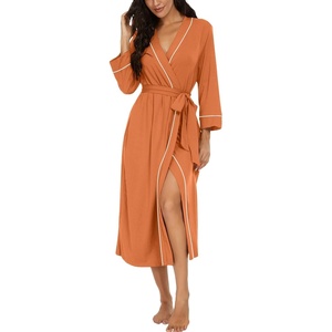 image:imagePrinStory Robes for Women 34 Sleeve Long Bath Robe XS4XLOrange
