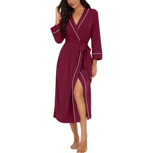 image:imagePrinStory Robes for Women 34 Sleeve Long Bath Robe XS4XLWine Red