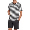 image:imagePrinStory Mens Pajamas Set Short Sleeve Soft Pjs M3XLDark Gray Stripe