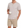 image:imagePrinStory Mens Pajamas Set Short Sleeve Soft Pjs M3XLKhaki Stripe