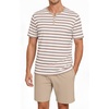 image:imagePrinStory Mens Pajamas Set Short Sleeve Soft Pjs M3XLKhaki Stripe