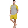 image:imageCouples Pajamas Set Short Sleeve Raglan Shirts and Shorts Lounge Sleepwear52mustard