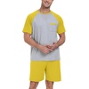 image:imageCouples Pajamas Set Short Sleeve Raglan Shirts and Shorts Lounge Sleepwear52mustard