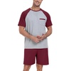 image:imageCouples Pajamas Set Short Sleeve Raglan Shirts and Shorts Lounge Sleepwear58wine Red