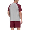 image:imageCouples Pajamas Set Short Sleeve Raglan Shirts and Shorts Lounge Sleepwear58wine Red