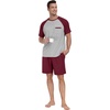 image:imageCouples Pajamas Set Short Sleeve Raglan Shirts and Shorts Lounge Sleepwear58wine Red