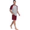 image:imageCouples Pajamas Set Short Sleeve Raglan Shirts and Shorts Lounge Sleepwear58wine Red