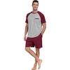 image:imageCouples Pajamas Set Short Sleeve Raglan Shirts and Shorts Lounge Sleepwear58wine Red