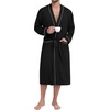 image:imagePrinStory Mens Lightweight Robe Soft Knit Kimono Long Bathrobe LoungewearBlack