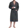 image:imagePrinStory Mens Lightweight Robe Soft Knit Kimono Long Bathrobe LoungewearDark Gray