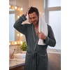 image:imagePrinStory Mens Lightweight Robe Soft Knit Kimono Long Bathrobe LoungewearDark Gray