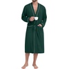 image:imagePrinStory Mens Lightweight Robe Soft Knit Kimono Long Bathrobe LoungewearDark Green