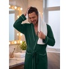 image:imagePrinStory Mens Lightweight Robe Soft Knit Kimono Long Bathrobe LoungewearDark Green