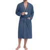 image:imagePrinStory Mens Lightweight Robe Soft Knit Kimono Long Bathrobe LoungewearGray Blue
