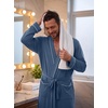 image:imagePrinStory Mens Lightweight Robe Soft Knit Kimono Long Bathrobe LoungewearGray Blue