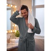 image:imagePrinStory Mens Lightweight Robe Soft Knit Kimono Long Bathrobe LoungewearSteel Grey