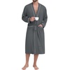 image:imagePrinStory Mens Lightweight Robe Soft Knit Kimono Long Bathrobe LoungewearSteel Grey