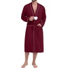 image:imagePrinStory Mens Lightweight Robe Soft Knit Kimono Long Bathrobe LoungewearWine Red