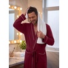 image:imagePrinStory Mens Lightweight Robe Soft Knit Kimono Long Bathrobe LoungewearWine Red