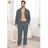 image:imagePrinStory Mens Pajamas Set Long Sleeve Button Down Sleepwear Pjs S2XL1dark Gray
