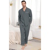 image:imagePrinStory Mens Pajamas Set Long Sleeve Button Down Sleepwear Pjs S2XL1dark Gray