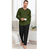 image:imagePrinStory Mens Pajamas Set Long Sleeve Henley Pjs S3XLBlack Green Stripe