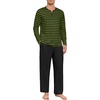 image:imagePrinStory Mens Pajamas Set Long Sleeve Henley Pjs S3XLBlack Green Stripe