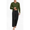image:imagePrinStory Mens Pajamas Set Long Sleeve Henley Pjs S3XLBlack Green Stripe