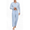 image:imagePrinStory Mens Pajamas Set Long Sleeve Henley Pjs S3XLBlue Stripe