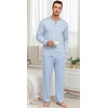 image:imagePrinStory Mens Pajamas Set Long Sleeve Henley Pjs S3XLBlue Stripe