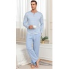 image:imagePrinStory Mens Pajamas Set Long Sleeve Henley Pjs S3XLBlue Stripe