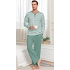 image:imagePrinStory Mens Pajamas Set Long Sleeve Henley Pjs S3XLCyan Stripe