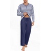 image:imagePrinStory Mens Pajamas Set Long Sleeve Henley Pjs S3XLDark Blue Stripe