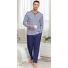 image:imagePrinStory Mens Pajamas Set Long Sleeve Henley Pjs S3XLDark Blue Stripe