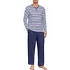 image:imagePrinStory Mens Pajamas Set Long Sleeve Henley Pjs S3XLDark Blue Stripe