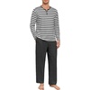 image:imagePrinStory Mens Pajamas Set Long Sleeve Henley Pjs S3XLDark Gray Stripe