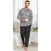 image:imagePrinStory Mens Pajamas Set Long Sleeve Henley Pjs S3XLDark Gray Stripe