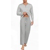 image:imagePrinStory Mens Pajamas Set Long Sleeve Henley Pjs S3XLGray Stripe