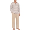 image:imagePrinStory Mens Pajamas Set Long Sleeve Henley Pjs S3XLKhaki Stripe