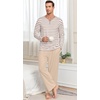 image:imagePrinStory Mens Pajamas Set Long Sleeve Henley Pjs S3XLKhaki Stripe