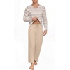 image:imagePrinStory Mens Pajamas Set Long Sleeve Henley Pjs S3XLKhaki Stripe