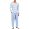 image:imagePrinStory Mens Pajamas Set Long Sleeve Henley Pjs S3XLLight Blue Stripe