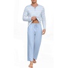 image:imagePrinStory Mens Pajamas Set Long Sleeve Henley Pjs S3XLLight Blue Stripe