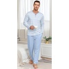image:imagePrinStory Mens Pajamas Set Long Sleeve Henley Pjs S3XLLight Blue Stripe