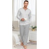 image:imagePrinStory Mens Pajamas Set Long Sleeve Henley Pjs S3XLLight Gray Stripe
