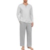 image:imagePrinStory Mens Pajamas Set Long Sleeve Henley Pjs S3XLLight Gray Stripe