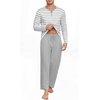 image:imagePrinStory Mens Pajamas Set Long Sleeve Henley Pjs S3XLLight Gray Stripe
