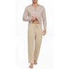 image:imagePrinStory Mens Pajamas Set Long Sleeve Henley Pjs S3XLLight Khaki Stripe