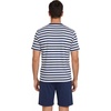 image:imagePrinStory Mens Pajamas Set Short Sleeve Soft Pjs M3XLDark Blue Stripe